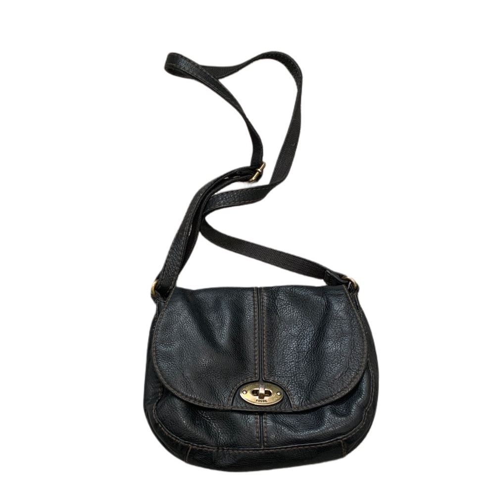 Fossil Black Leather Crossbody Bag